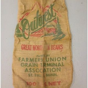 Vintage Burlap Great Northern Beans Railroad Bag